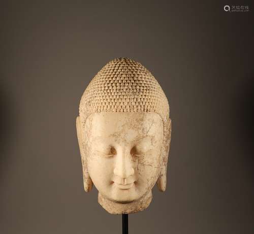 Stone Buddha head in Han Dynasty