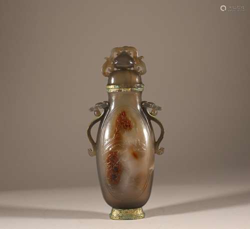 Gold coated agate bottle of Liao Dynasty