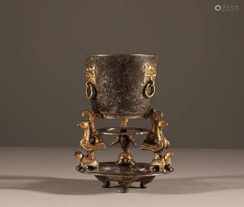 Silver gilded top cup of Han Dynasty