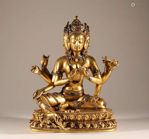 Eight armed Green Tara in Qing Dynasty