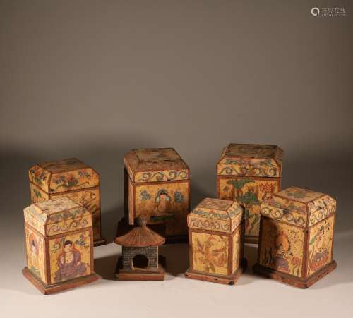 A set of glazed treasure box of Tang Dynasty
