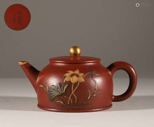 Meng Chen painted gold purple clay pot