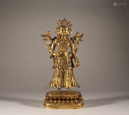 Bronze gilded Buddha statues of the Qing Dynasty