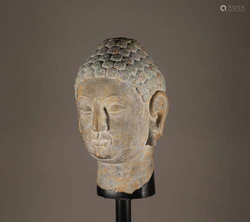 Stone Buddha head in Han Dynasty