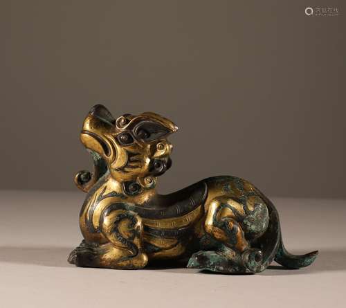 Silver gilded beast of Han Dynasty