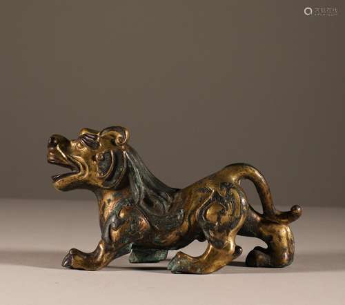 Silver gilded beast of Han Dynasty