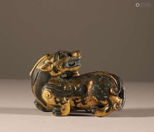 Silver gilded beast of Han Dynasty