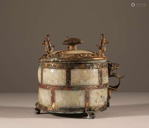 Bronze inlaid jade furnace of Han Dynasty