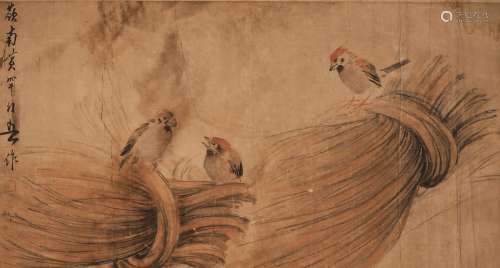 Chinese ink painting Huang Huanwu paper sparrow painting