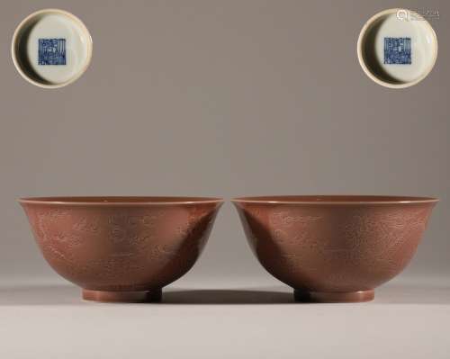 A pair of bowls in the Qing Dynasty