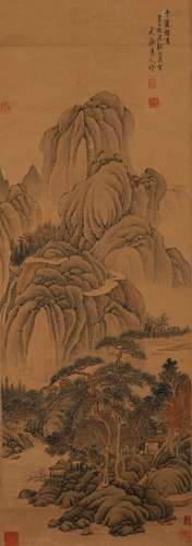 Chinese ink painting Huang Gongwang paper landscape figure p...