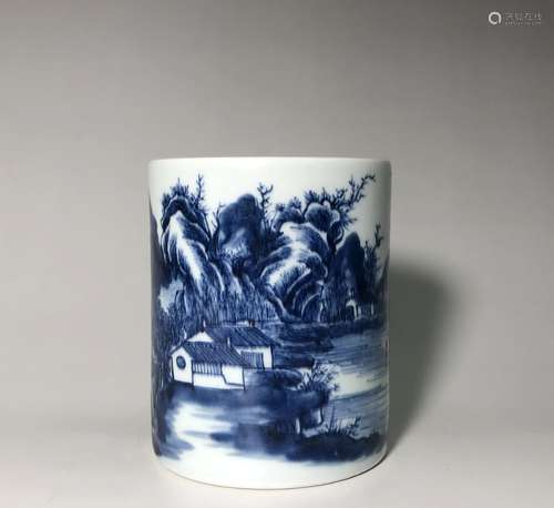 Chinese Blue and White Porcelain Brushpot