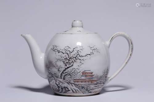 Chinese Famille Rose Porcelain Teapot, Mark