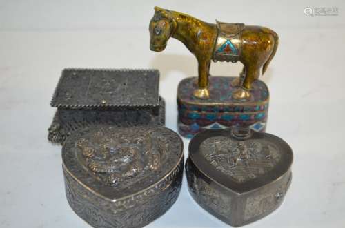 Group of 19th Chinese Silver Boxes