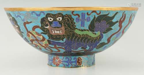 Antique Chinese Cloisonne Punch Bowl