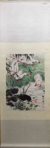 Chinese Ink Color Painting w Calligraphy