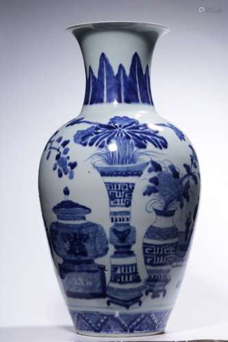 Qing Chinese Blue and White Porcelain Vase