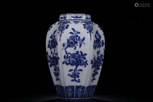 Chinese  Blue and White Porcelain Vase,Mark