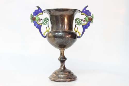 Chinese Silver Cup w Enamel Handle