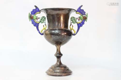 Chinese Silver Cup w Enamel Handle