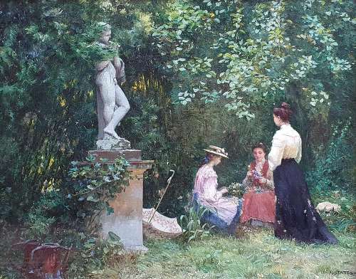 FRANCIS TATTEGRAIN (1852-1915) Conversation au Parc