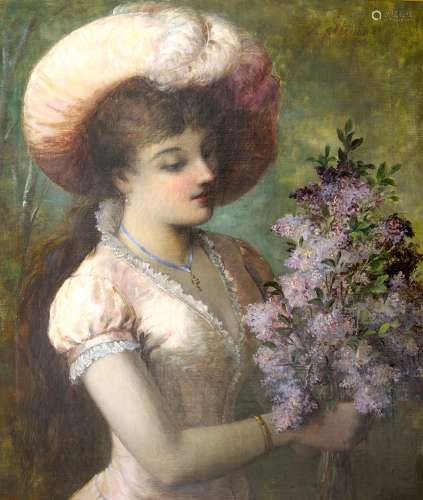 ALFRED STEVENS (1823-1906) Elégante au bouquet