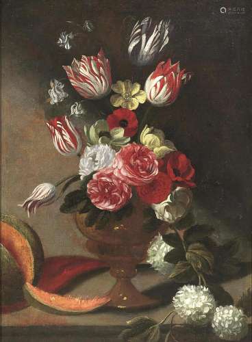 Michel BOUILLON (act.1638-1668) Nature morte aux fleurs et m...