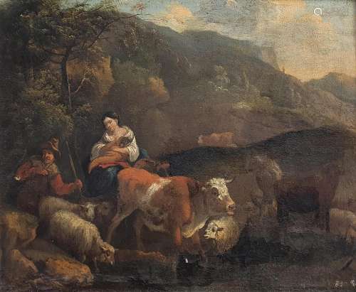 PIETER VAN BLOEMEN (1657-1720), entourage Scène pastorale ra...