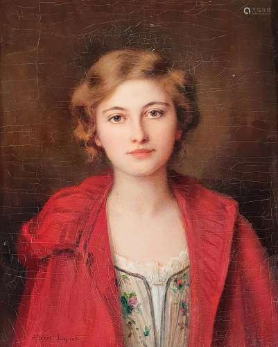 ALBERT LYNCH (1851-1912) Portrait de jeune femme au manteau ...
