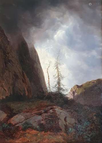 ALEXANDRE CALAME (1810-1864) Paysage alpestre