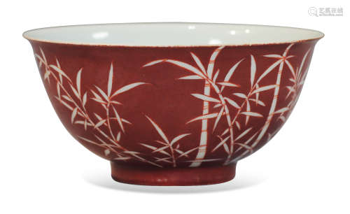 清晚期珊瑚红釉碗