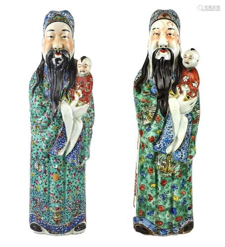 CHINE, 20ème SIECLE Deux grandes figurines