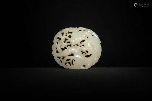 Chinese White Jade Chilong Plaque, Ming Dynasty