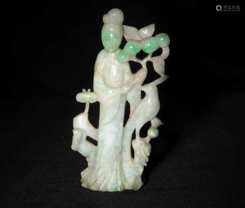 Chinese Jadeite Carving of a Lady, 19th Century