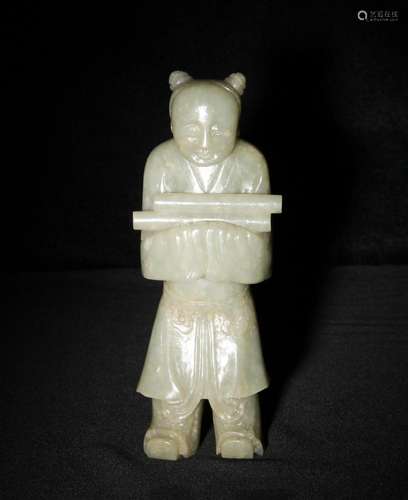 Chinese Celadon Jade Boy, Ming Dynasty