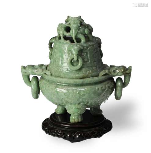 Chinese Jadeite Incense Burner, 19th Century