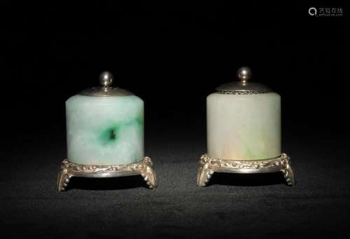 Pair of Jadeite Archer's Rings, 19th Century