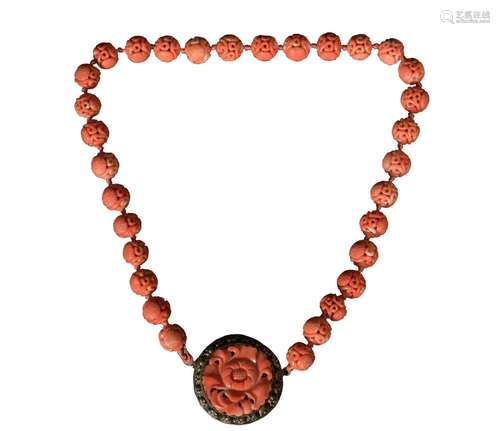 Chinese Coral Necklace, 19th Century