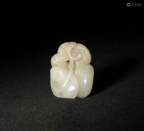 Chinese White Jade Toggle, 19th Century