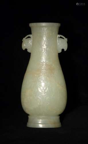 Chinese Jade Vase with Mythical Beasts, 18th Century