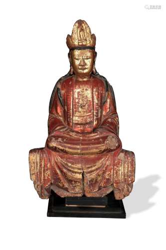 Chinese Gilt Wood Statue of Guanyin, Ming