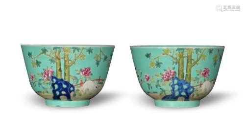 Pair of Chinese Famille Rose Bowls, Republic