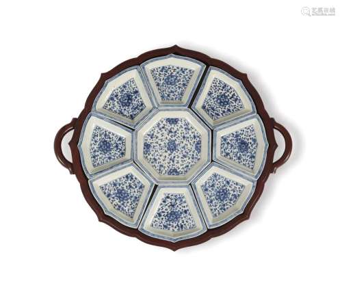 Set of Chinese Blue and White Sectional Dishes,