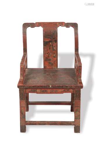 Chinese Lacquer Chair, Qing