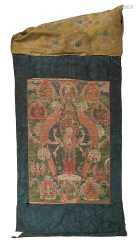 Thangka of Eight Arm Avalokiteshvara, 17-18th Century