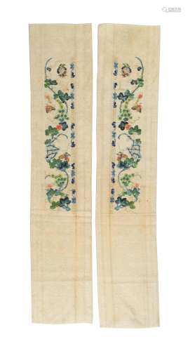 Set of 2 Chinese Embroidered Sleeves, 19th Century