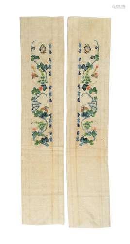 Set of 2 Chinese Embroidered Sleeves, 19th Century