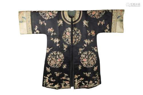 Chinese Black Ground Lady's Robe, 19th Century