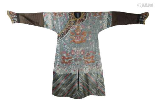 Chinese Blue-Ground Dragon Robe, Early 19th Century