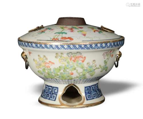 Chinese Blue and White Enameled Hotpot, Republic